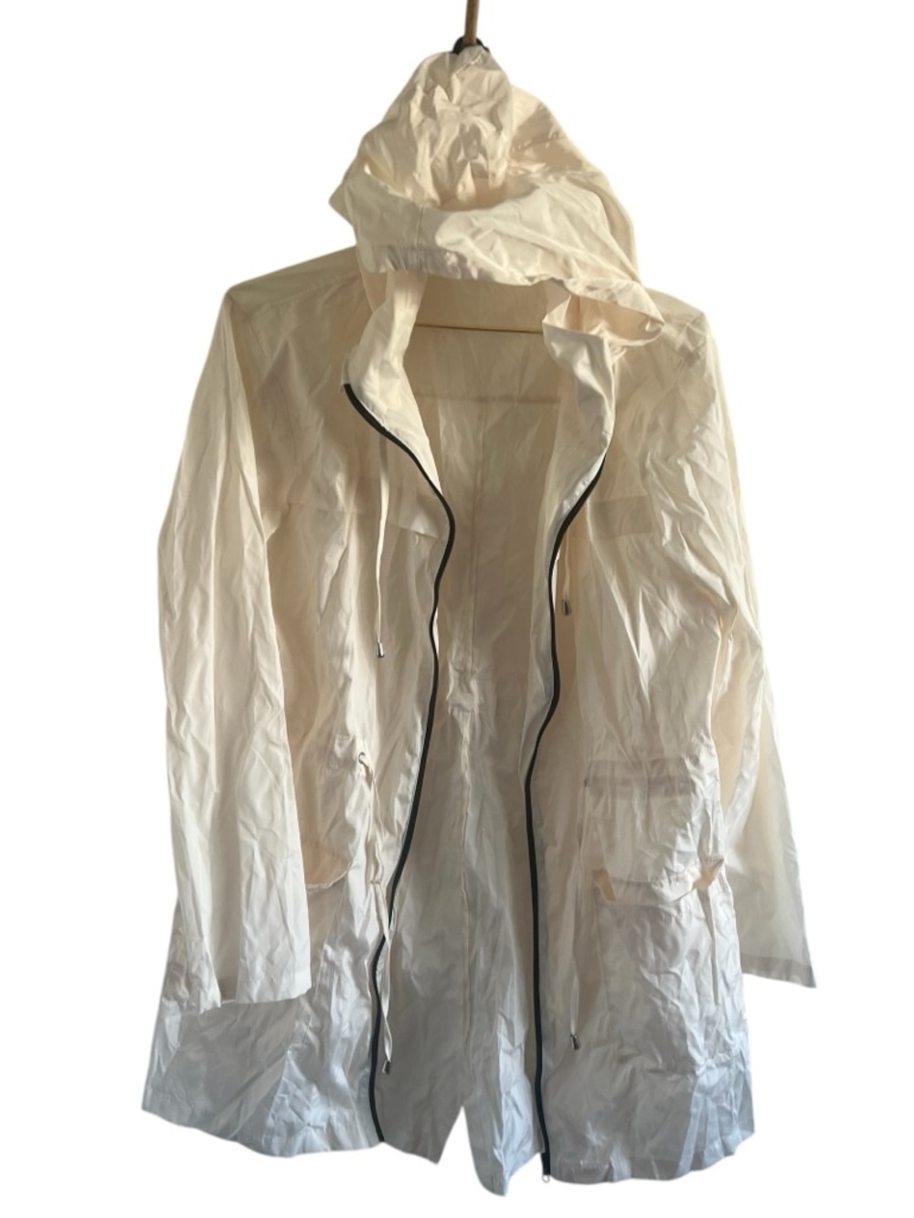 Lemon Lightweight White Hooded Rain Jacket